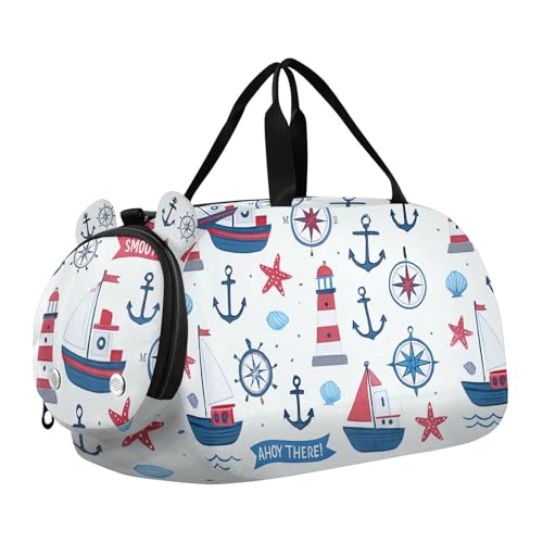 Foiosoh Lighthouse Anchors Sporttasche mit Schuhfach, leichte Reisetasche mit verstellbarem Riemen, für Schule, Sport, Reisen von Foiosoh