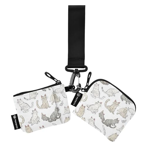 Foiosoh Lustige Katze, weiße Damen-Münzbeutel, Kartenhalter, klein, tragbar, Damen-Geld-Organizer mit Handgelenkschlaufe für Damen und Herren, 2 Stück, Lustige Katze weiß, 1 size, Modern Foiosoh Lustige Katze, weiße Damen-Münzbeutel, Kartenhalter, klein, tragbar, Damen-Geld-Organizer mit Handgelenkschlaufe für Damen und Herren, 2 Stück, Lustige Katze weiß, 1 size, Modern von Foiosoh