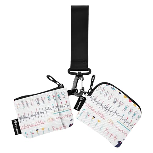 Foiosoh Lustiges kleines Muster weiß Damen Kleingeldbörse Kartenetuis niedlicher modischer Karten-Organizer Geldbörse mit Handgelenkschlaufe für Damen und Mädchen, 2 Packungen, Lustiges kleines Muster von Foiosoh