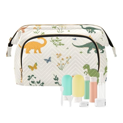 Foiosoh Make-up-Tasche mit niedlichem Dinosaurier-Motiv, leicht, für Damen, Münzgeldbörse, Geldbörse für große Kosmetik, Niedliches Dinosaurier-Motiv, 1 size, Cartoon von Foiosoh