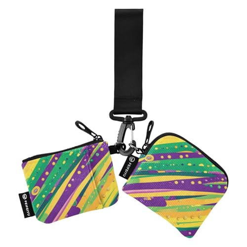 Foiosoh Modische Farbe Grün und Gelb Damen Kartenetuis Kleingeldhalter Dünn Flach Visitenkartenetui Geld Organizer mit Schlüsselanhänger für Damen Mädchen 2 Packungen, Modische Farbe: Grün und Gelb, 1 von Foiosoh