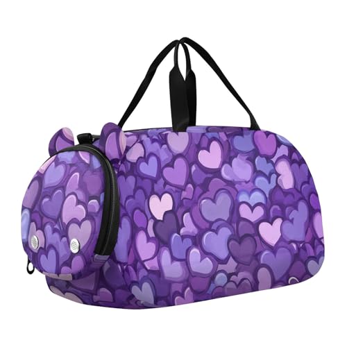 Foiosoh Overlapping Love Purple Kids Duffel Bag with Shoes Compartment Large Capacity Gymnastics Sports Bag for Travel, Sports, Fitness & Workout von Foiosoh