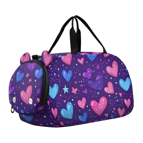 Foiosoh Rote und blaue Sterne Beauty Duffel Turnbeutel mit Schuhfach Multifunktionale Sporttasche Reisetasche für Jungen und Mädchen von Foiosoh