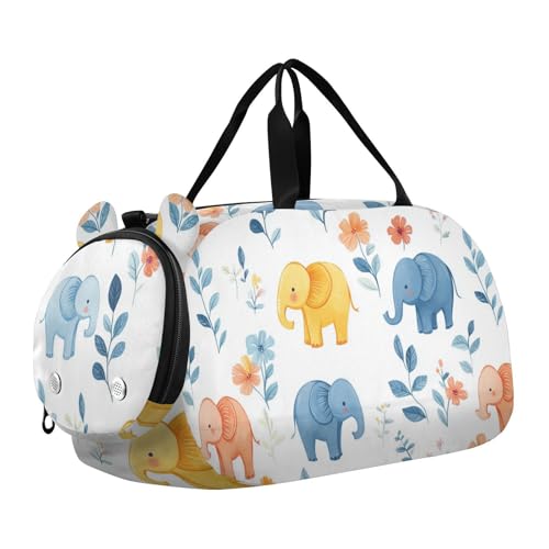 Foiosoh Rustikaler Elefant Weiß Kinder Niedlich Turnbeutel mit Schuhfach Multifunktionale Gymnastik Sporttasche für Reisen, Sport, Duffel, Weekender von Foiosoh