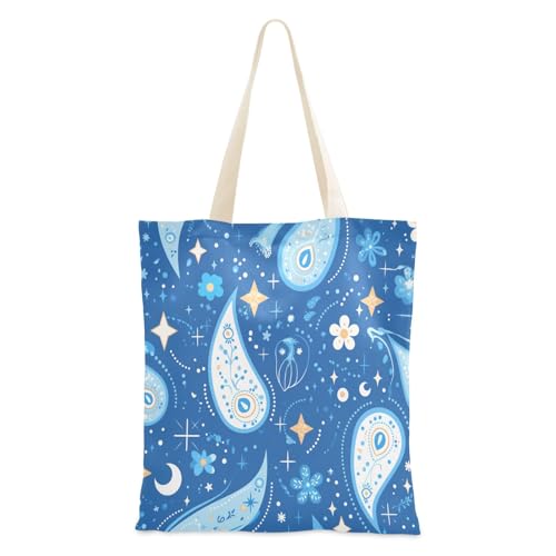 Foiosoh Sping Einkaufstasche aus Segeltuch mit Simlpe-Form und Stern, für Heimwerker, Werbung, Promotion, Aktivität, Blau von Foiosoh