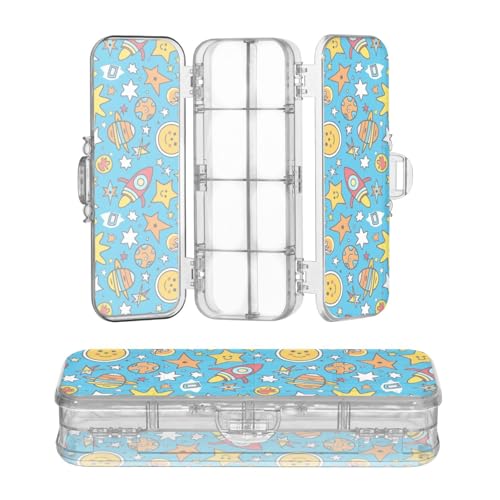 Foiosoh Star Planet Stiftebox, doppelstöckig, groß, für Bastelarbeiten, mit Schnappverschluss und Deckel von Foiosoh