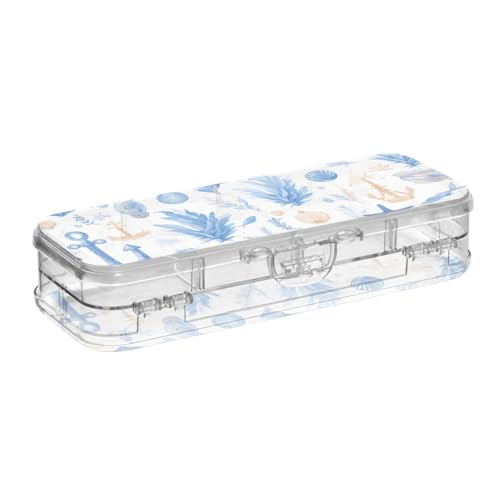 Foiosoh Stifteaufbewahrungsbox mit blauem Meeresmuster, transparent, 2-lagig, für Kinder, mit Schnappdeckel Foiosoh Stifteaufbewahrungsbox mit blauem Meeresmuster, transparent, 2-lagig, für Kinder, mit Schnappdeckel von Foiosoh