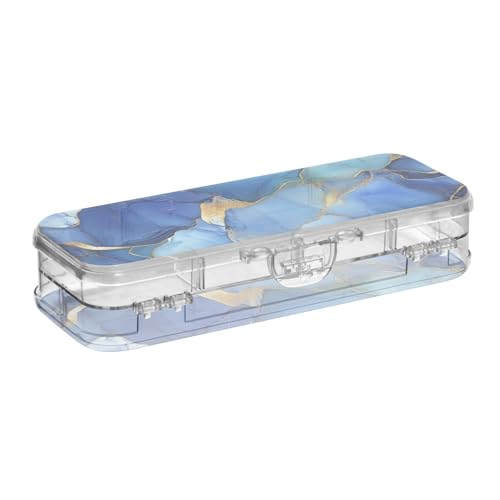 Foiosoh Stiftebox aus Kunststoff, doppelstöckig, für Schreibwaren, mit Deckel, Marmor-Silber, Königsblau, transparent Foiosoh Stiftebox aus Kunststoff, doppelstöckig, für Schreibwaren, mit Deckel, Marmor-Silber, Königsblau, transparent von Foiosoh