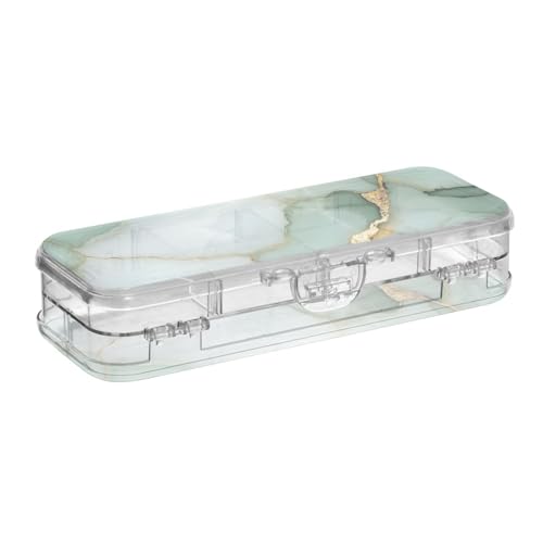 Foiosoh Stiftebox aus Kunststoff, transparent, doppelstöckig, für Kunstbedarf, mit Schnappverschluss und Deckel von Foiosoh