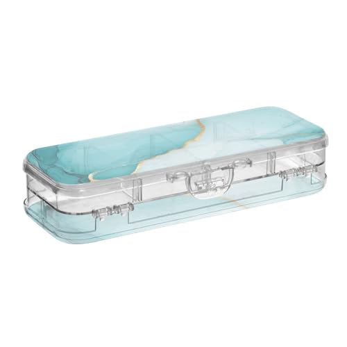 Foiosoh Stiftebox aus Kunststoff, zweilagig, Marmor, Türkis, Blaugrün, transparent, für Kunstbedarf, mit Deckel Foiosoh Stiftebox aus Kunststoff, zweilagig, Marmor, Türkis, Blaugrün, transparent, für Kunstbedarf, mit Deckel von Foiosoh