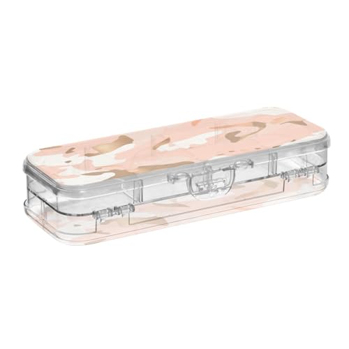 Foiosoh Stiftebox mit Schnappdeckel, Camouflage, Rotgold, transparent, doppelstöckig, für Schreibwaren von Foiosoh