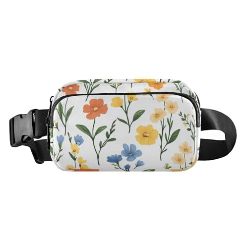 Foiosoh Stilvolle Umhängetasche mit kleinen Blumen, für Damen und Herren, Mini-Crossbody-Tasche mit verstellbarem Gurt, für Reisen, Einkaufen, Laufen, Gelb und Blau, Gelbe und blaue kleine Blumen, 1 von Foiosoh