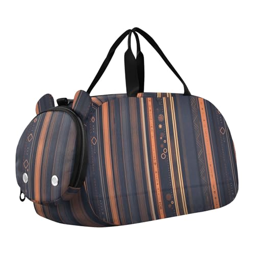 Foiosoh Stripe Retro Kleine Turnbeutel mit Schuhfach Leichte Weekender Übernachtung Tanztasche für Jungen und Mädchen, Streifen Retro, 1 size, modern/enganliegend von Foiosoh
