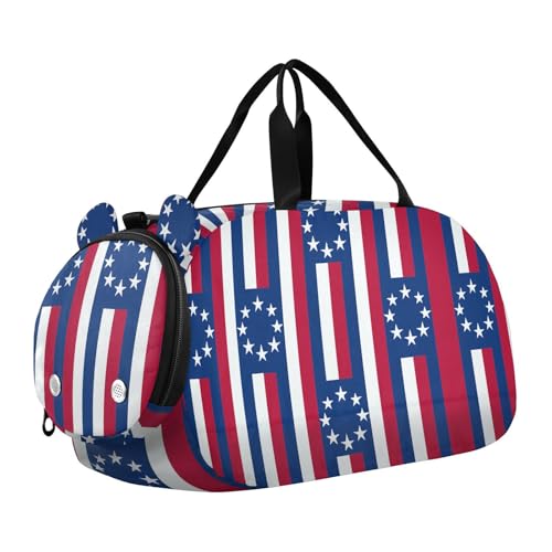 Foiosoh Stripe Star Mädchen Gym Duffel Bag mit Schuhfach Multifunktionale Wochenend-Reisetasche für Reisen, Sport, Fitness & Workout von Foiosoh