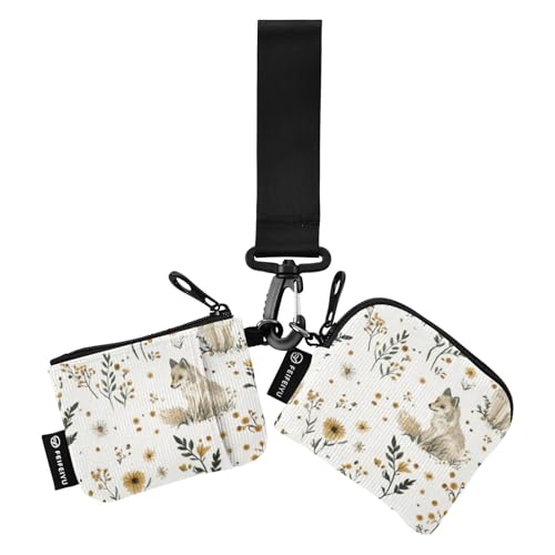 Foiosoh Summer Wolf Damen Münzgeldbörse Kartenhalter klein tragbar Reißverschluss Geldbörse Münztasche mit Reißverschluss Münzfach für Männer Frauen 2 Stück, Summer Wolf weiß, 1 size, Modern von Foiosoh
