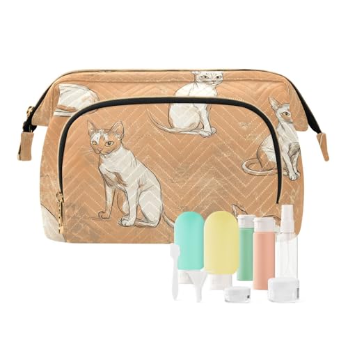 Foiosoh Sweet Burmesecats Kulturbeutel mit Reißverschluss, zum Aufhängen, Kosmetiktasche für Damen, Münzbörse für Reisen, Rotgold, Sweet Burmesecats Roségold, 1 size, Cartoon von Foiosoh