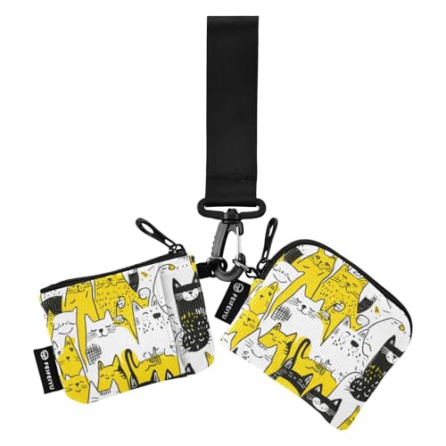 Foiosoh Sweet Siamesecats Gelbe Damen-Kartenetuis Kleingeldhalter Mini Mode Frauen Kreditkartenetui Münzbörse mit Reißverschluss Münzfach für Männer Frauen 2 Packungen, Sweet Siamesecats Gelb, 1 size von Foiosoh