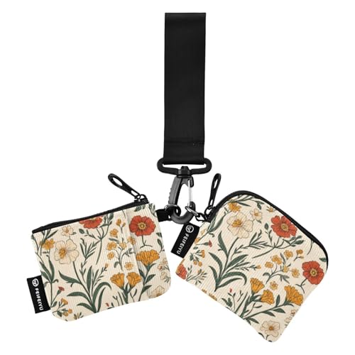 Foiosoh Terrakotta-Blumen Damen Geldbörsen Kartenetuis Dünn Flach Münzbörse Geldbörse Tasche mit Handgelenkschlaufe für Männer Frauen 2 Stück, Terrakotta-Blumen, 1 size, Modern von Foiosoh