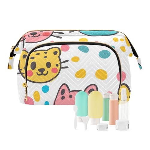 Foiosoh Tragbare Kosmetiktaschen Blumen Orange Make-up Taschen mit Reißverschluss ändern Geldbörse, bunte Punkt und Tiere, 1 Größe, Cartoon, bunten Punkt und Tiere, 1 size, Cartoon von Foiosoh