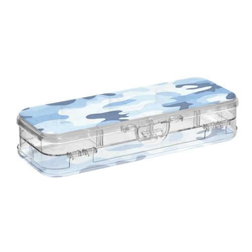 Foiosoh Transparente Stiftebox, doppelstöckig, transparent, hart, für Schreibwaren, mit Schnappdeckel von Foiosoh