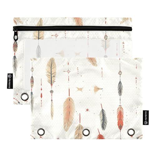 Foiosoh Traumfänger-Federmäppchen im Boho-Stil, tragbar, mit Sichtfenster, für Büro-Organizer, 2 Stück von Foiosoh