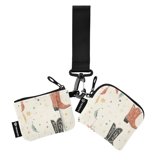 Foiosoh Traumfänger und Stiefel Damen Geldbörsen Kartenetuis Mini Mode Kleingeld Geldbörse Geldbörse Geldbörse mit Handgelenkschlaufe für Männer Frauen 2 Packungen, Traumfänger und Stiefel, 1 size von Foiosoh