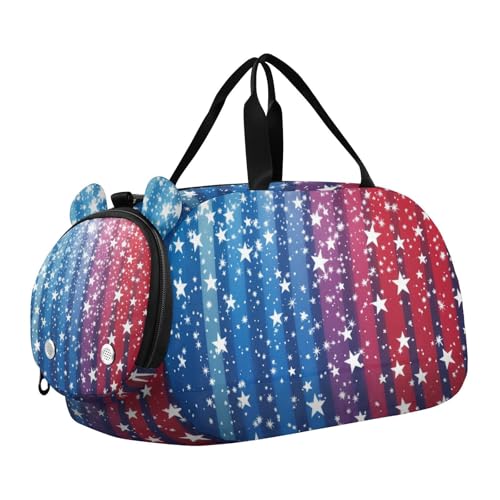 Foiosoh White Stars Moderner kleiner Turnbeutel mit Schuhfach, multifunktionaler Weekender Overnight Range Bag für Jungen und Mädchen von Foiosoh