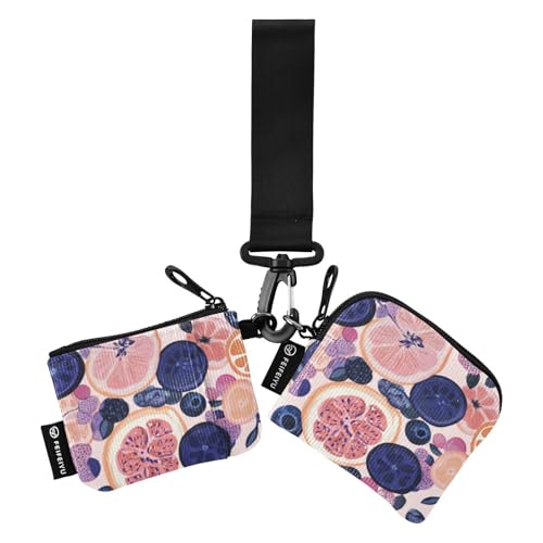 Funny Berry Fruit Purple Dual Wristlet Wallets for Women Slim Portable ID Card Holders Protector with Zipper Coin Pocket for Ladies Girls 2 Pcs, Funny Berry Fruit Purple, 1 size, Modern von Foiosoh