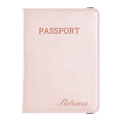 Reisepasshülle aus Leder, personalisierbar, leicht, für Damen und Herren, Ausweis, Impfausweis, Reiseutensilien, Gelb, Mistyrose, 1 size, modern/enganliegend von Foiosoh