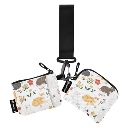 Vivacious Curl Cats White Dual Coin Purse Credit Card Holder Wallet Thin Flat Credit Card Wallet Case with Zipper Coin Pocket for Women Men 2 Packs, vivacious Curl Katzen weiß, 1 size, Modern von Foiosoh