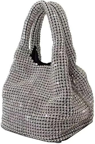 Foirtoevu Mini Handtasche Damen Glitzernde Geldbörse Kristall Handtasche Silber Party Abschlussball Hochzeit, Silber, High-End, Voller Diamanten, Modisch Foirtoevu Mini Handtasche Damen Glitzernde Geldbörse Kristall Handtasche Silber Party Abschlussball Hochzeit, Silber, High-End, Voller Diamanten, Modisch von Foirtoevu