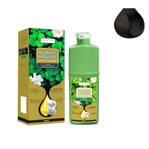 Langlebig pflanzliche Schaumhaarfarbe, Bubble Hair Dye Shampoo, schnell wirkende Blasenhaarfarbstoffe, schöne und einfache Haarfarbe für Frauen und Männer (Dark Brown) von Fokayo