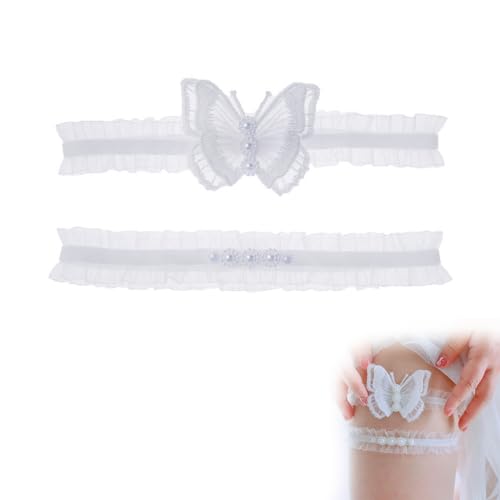 Fokecci 2 Stück Strumpfband Hochzeit Hochzeitsstrumpfband Für Bräute Damen Spitze Bein Strumpfband,One Size von Fokecci