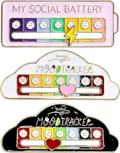 Fokroin 2 Stück weiße Wolken-Social-Battery-Anstecker, Emotion-Battery-Brosche aus Legierung, Social-Battery-Brosche, interaktiver Battery-Anstecker, lustige Social-Emotion-Brosche, von Fokroin