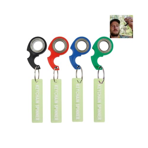 Fokroin 4 Stück Spinning Keychain Schlüssel, Fidget Spinner Schlüsselanhänger, Schlüsselanhänger Spinner, Ring Spielzeug für Fingertraining Geeignet Kinder und Erwachsene Fingerspitze Schlüsselanh von Fokroin