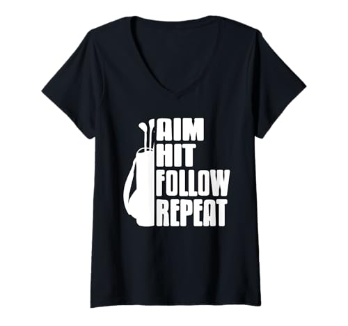 Damen Ziele Schlag Folge Wiederhole Golf Routine T-Shirt mit V-Ausschnitt Damen Ziele Schlag Folge Wiederhole Golf Routine T-Shirt mit V-Ausschnitt von Fokus und Wiederholung im Golferleben