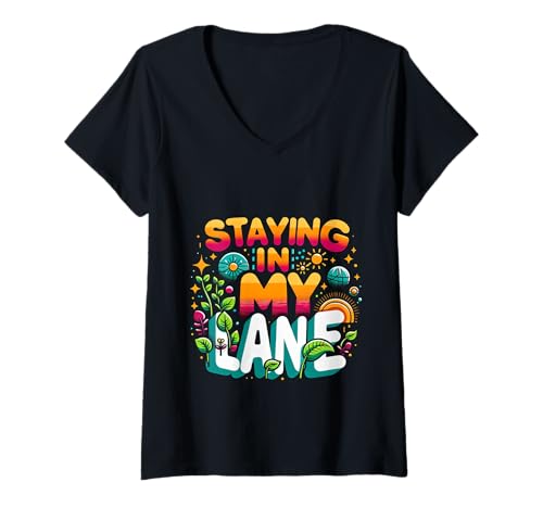 Damen Staying In My Lane Wachstumsziele Motivation |- T-Shirt mit V-Ausschnitt Damen Staying In My Lane Wachstumsziele Motivation |- T-Shirt mit V-Ausschnitt von Fokussierte Leistungsmentalität
