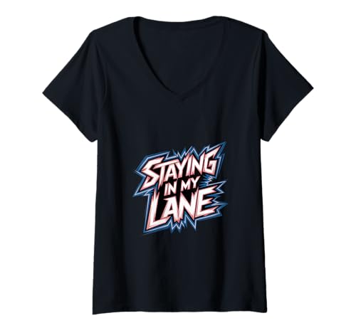 Damen Staying In My Lane Wachstumsziele Motivation |- T-Shirt mit V-Ausschnitt von Fokussierte Leistungsmentalität