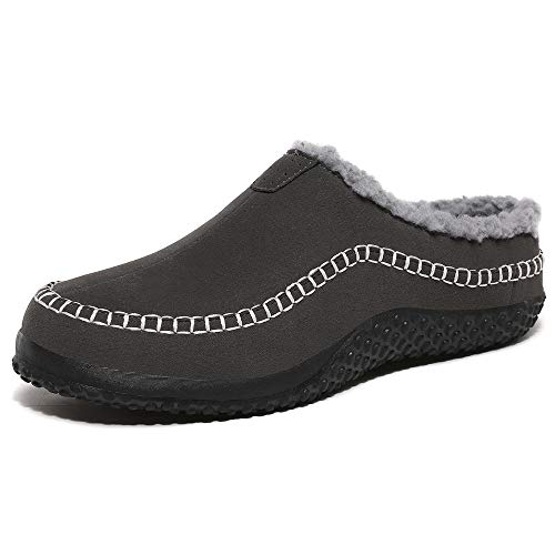 FolHaoth Herren Mokassin Hausschuhe Gemütliche Wildleder Oberhaus Hausschuhe Fuzzy Plüsch Wollähnliches Futter Slip auf warmen rutschfesten TPR Sohle Indoor Outdoor Schuhe von FolHaoth