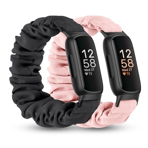 Folavii 2 Stück kompatibel mit Fitbit Inspire 3 Bänder für Damen und Herren, elastisches elastisches Sport-Ersatz-Stoffarmband für Fitbit Inspire 3/Inspire 2 von Folavii