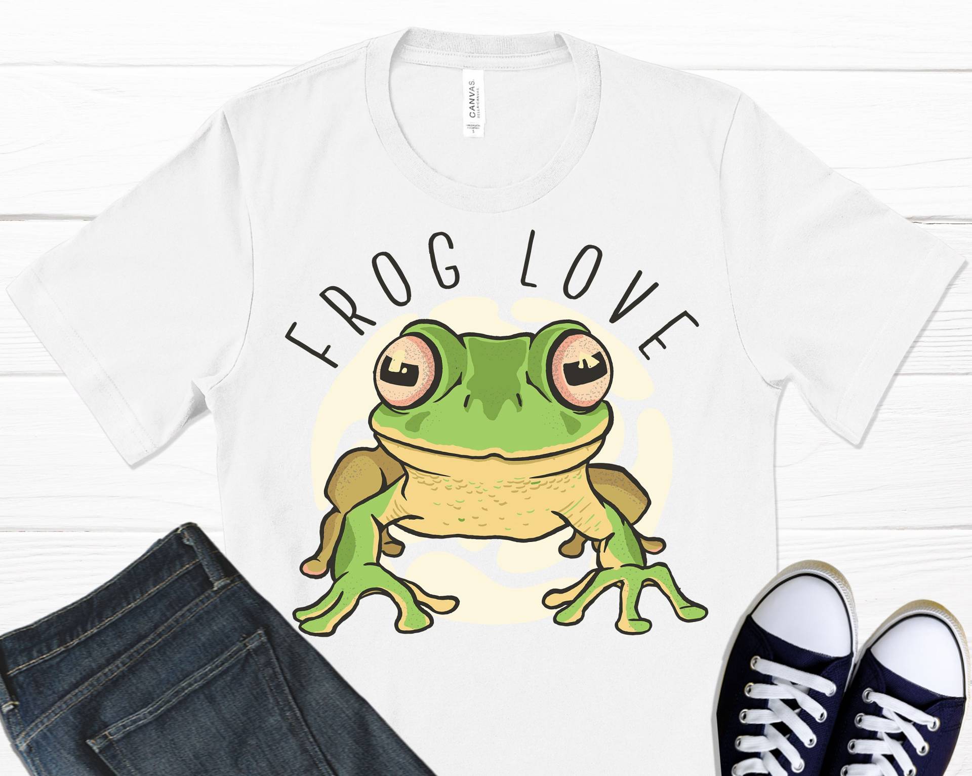 Liebe Frösche T-Shirt, Shirt, Frosch Geschenke, Kunst, Druck, Baum Frosch, Stoff, Kawaii Grafik T-Shirt von FoldedTee