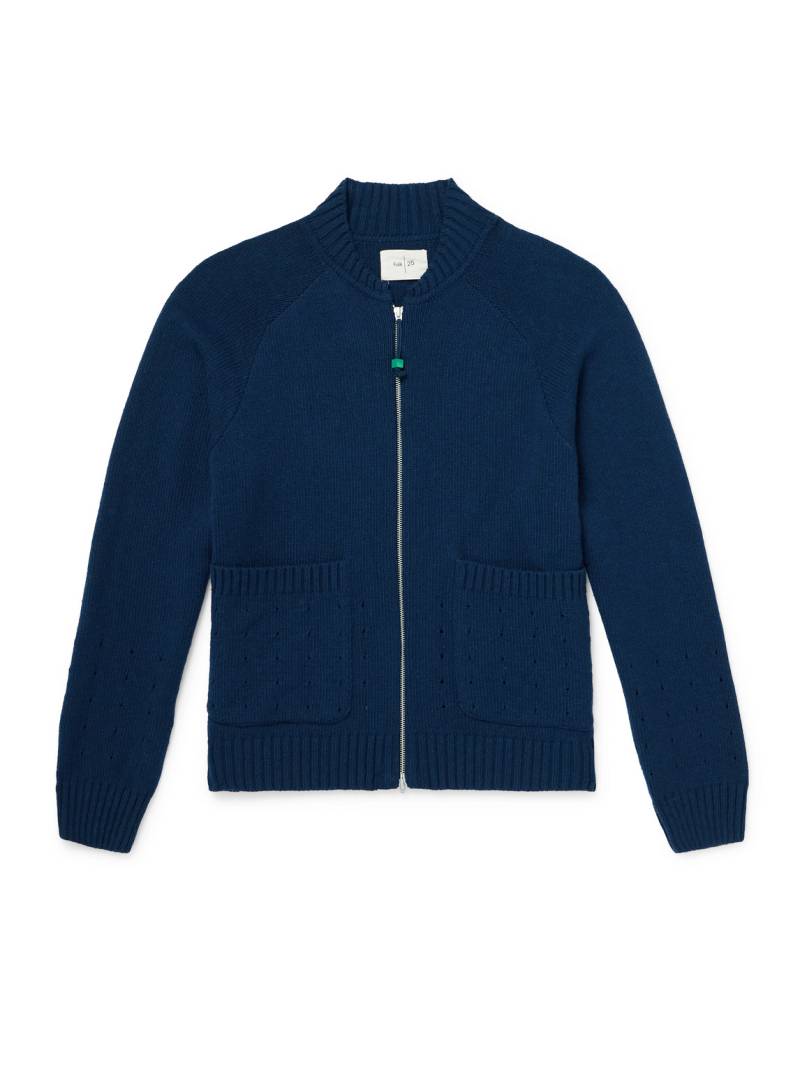 Folk - Anniversary Pointelle-Detailed Wool-Blend Zip-Up Cardigan - Men - Blue - XXL von Folk