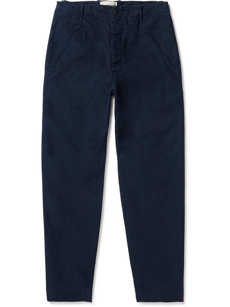 Folk - Assembly Straight-Leg Pleated Cotton-Twill Trousers - Men - Blue - 3 von Folk