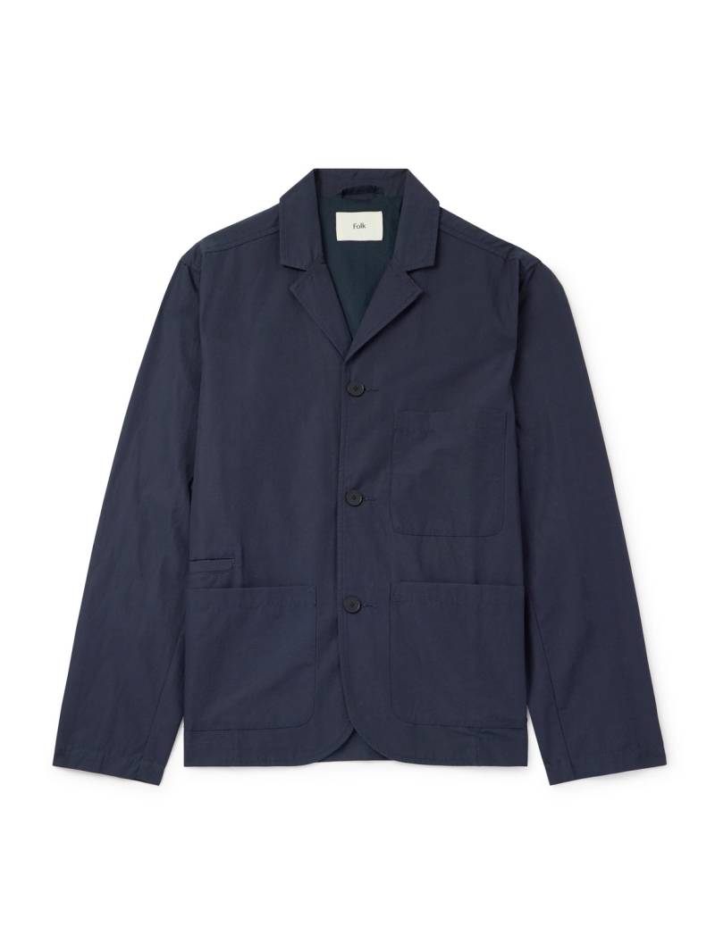 Folk - Cotton and Linen-Blend Poplin Blazer - Men - Blue - XL von Folk