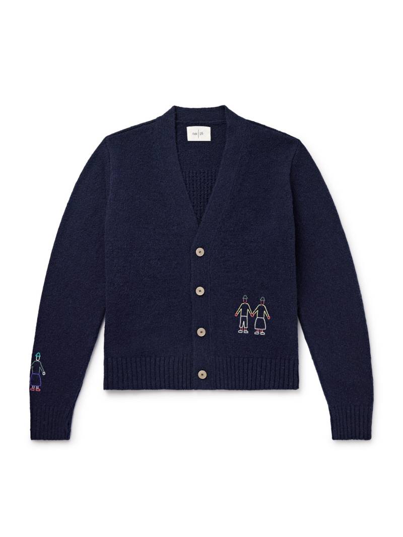 Folk - Embroidered Knitted Cardigan - Men - Blue - XS von Folk