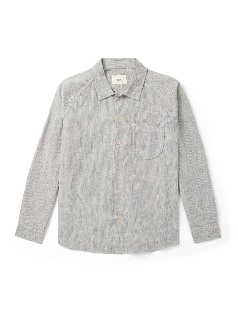 Folk - Striped Linen and Cotton-Blend Shirt - Men - Gray - L von Folk