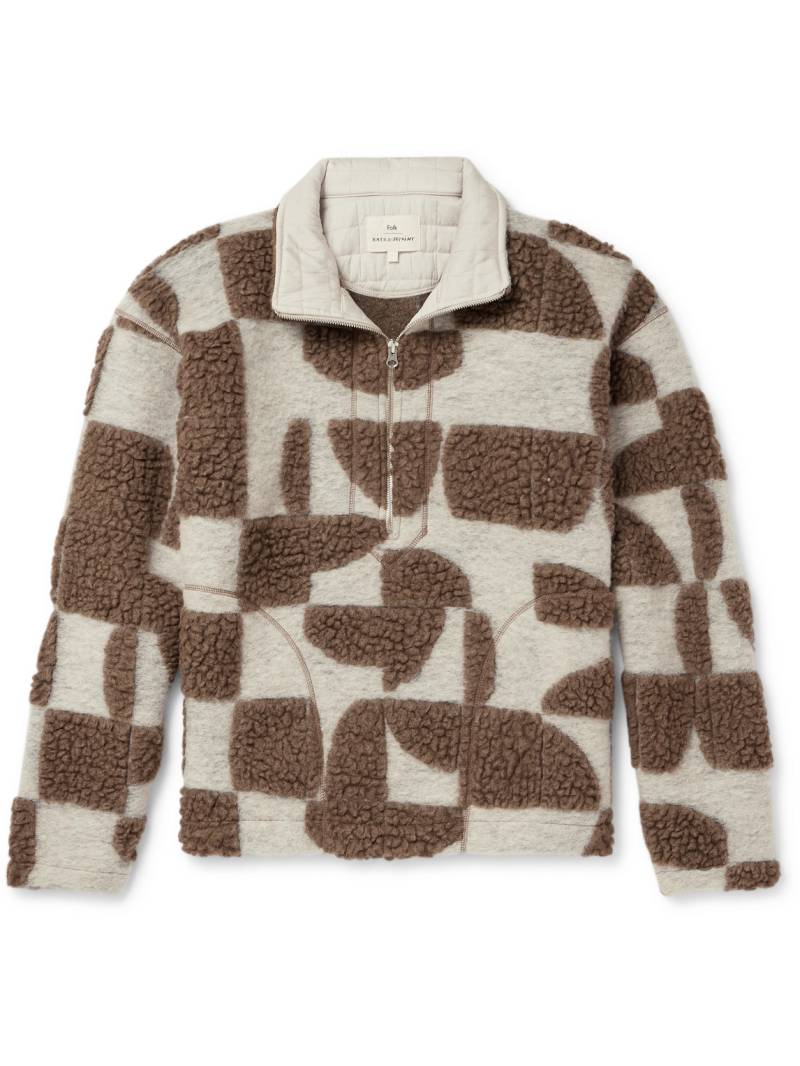 Folk - Wool-Blend and Fleece Half-Zip Sweatshirt - Men - Brown - S von Folk