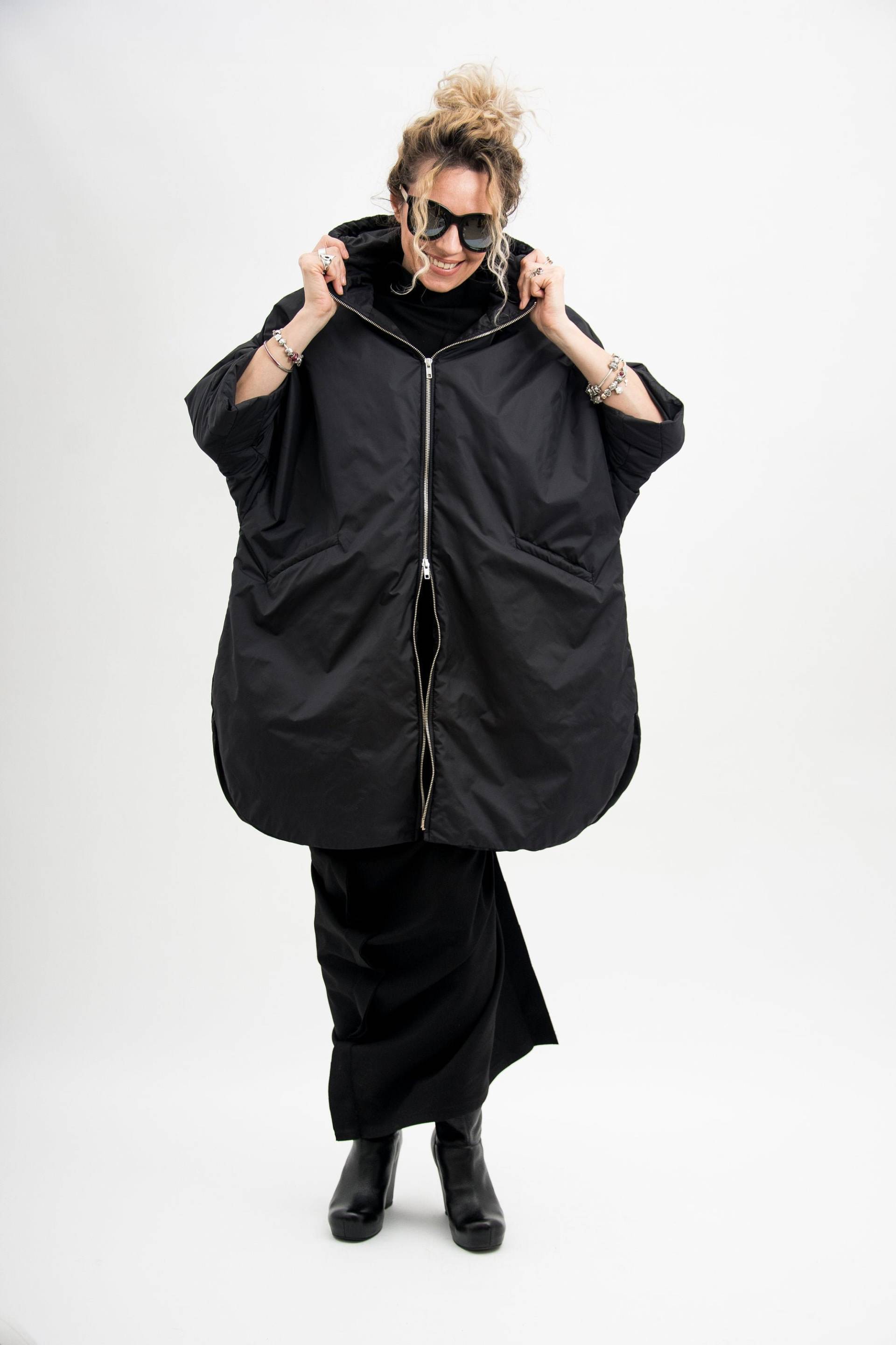 Gesteppte Jacke Damen Plus Size Kleidung, Zip Kapuzenjacke Trench Mantel Damen, Hoodie Wasserfest Windfest von FollowMeFS