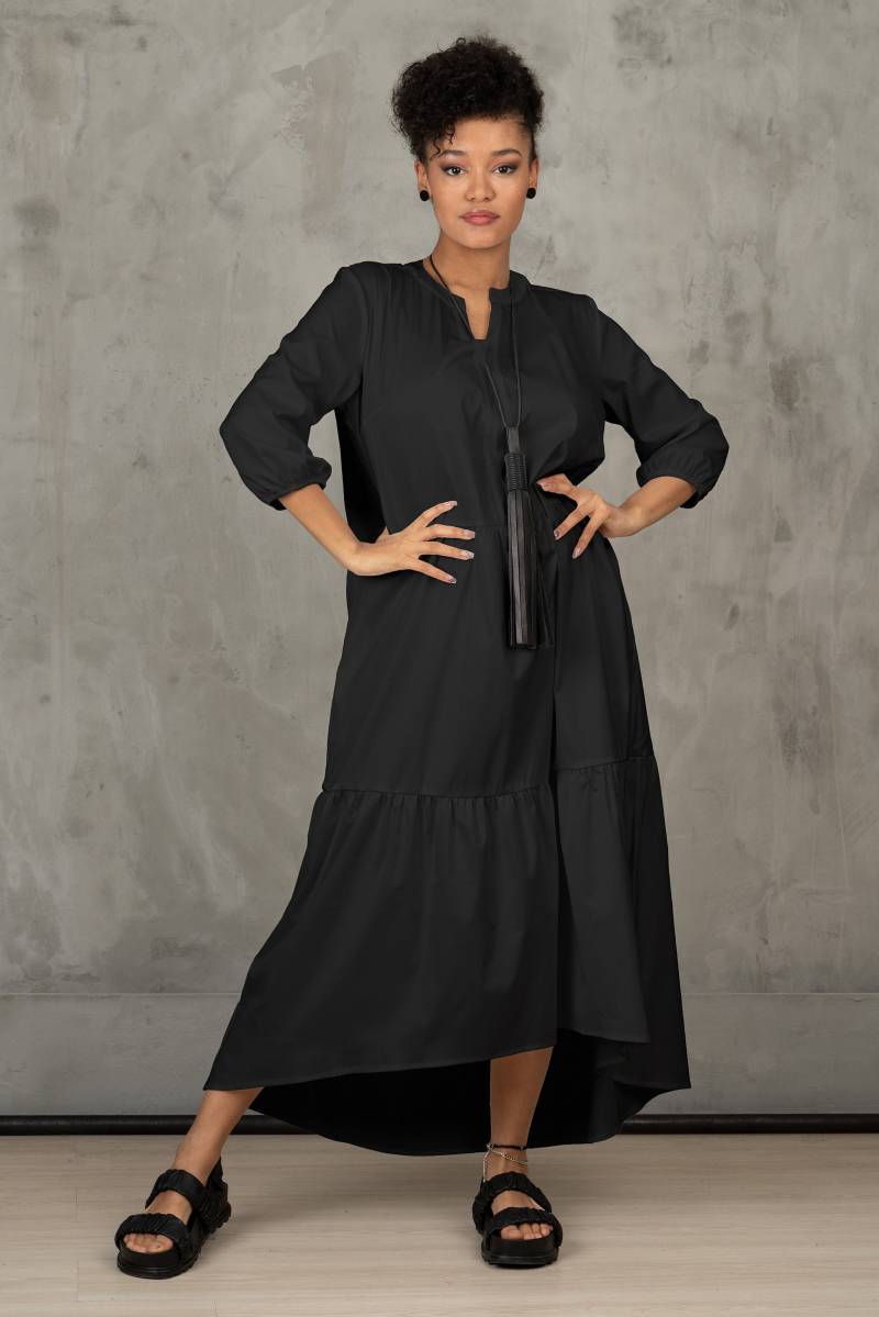 Übergroßes Schwarzes Maxikleid Aus Baumwolle Plus Size Umstandsmode von FollowMeFS