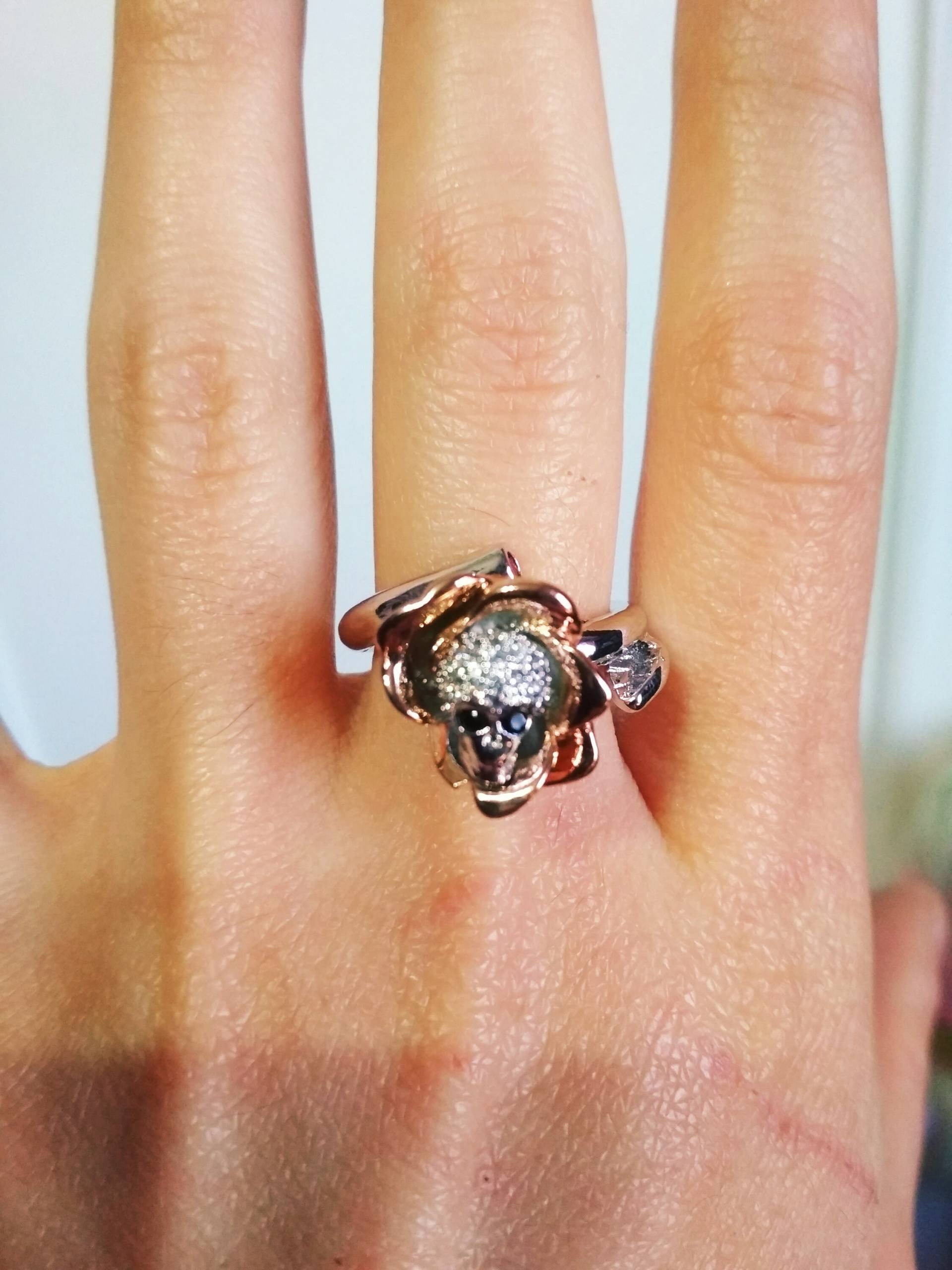 Versilbert/ Gothic Ring/ Schmuck/ Totenkopf/ Zirkon/ Blütenblätter/ Blume Versilbert/ Gothic Ring/ Schmuck/ Totenkopf/ Zirkon/ Blütenblätter/ Blume von FollowYourDreamsGR